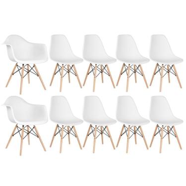 Imagem de Kit 2 Cadeiras Braços + 8 Cadeiras Branco
