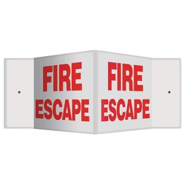 Imagem de Accuform Placa de projeção PSP323 3D, Legend "FIRE Escape", painel de 20 x 30 cm, plástico de alto impacto de 0,3 cm de espessura, orifícios de montagem pré-perfurados, vermelho sobre branco
