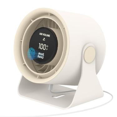Imagem de Minthouz Ventilador de mesa – Tela LED com controle de toque, ventiladores USB premium 3600 mAh, bateria recarregável, 6 velocidades, inclinação de 90° - Portátil para casa, escritório, viagens