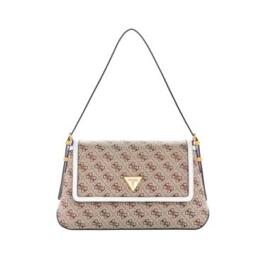 Imagem de GUESS Bolsa de ombro com aba Desideria, Logotipo bege, One Size