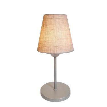 Imagem de Abajur de Mesa Md-2005 Base Aluminio Cinza Cúpula em Tecido Cone Rustico Bege - Bivolt