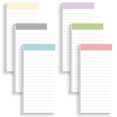 Imagem de BIPEND Pacote com 6 blocos de notas magnéticos para geladeira, bloco de notas magnético para geladeira, bloco de notas com páginas forradas, 50 folhas por bloco de anotações, lista de compras (300