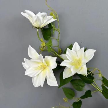 Imagem de Linda flor artificial real com 75 cm de comprimento, galho falso, floral para decoração de casa, casamento, mesa, área externa (branca)