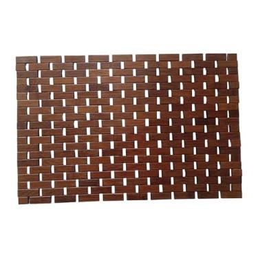 Imagem de Fenteer Tapete de banho de bambu, tapete de banheiro resistente, multifuncional, antiderrapante, capacho para banheiro, porta de chuveiro, cozinha, Marrom, 40x60cm