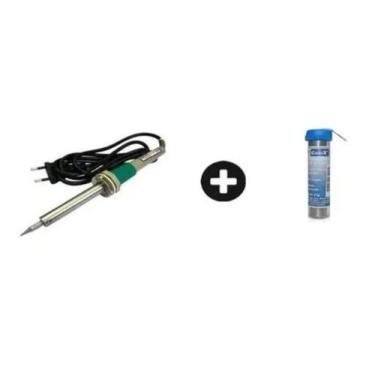 Imagem de Kit Ferro Solda Sc60 50w 127v Hikari Plus + Solda Cobix 1mm