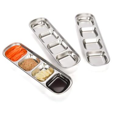 Imagem de drizzle 10 peças de molho de aço inoxidável dourado soja molho de tomate sal vinagre açúcar especiarias sabor condimento tigelas de molho coreano churrasco pratos de cozinha doméstica