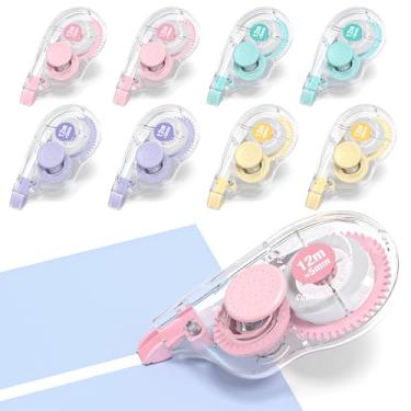 Imagem de Four Candies Fita corretiva branca, 100 m, pacote com 8, aplicador fácil de usar para correções instantâneas, resistente a rasgos, fita suave e de secagem rápida para material de escritório e escola