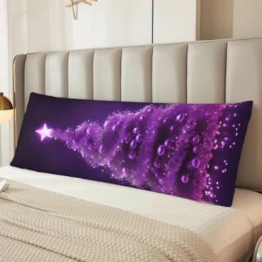 Imagem de Capa de travesseiro de corpo de árvore roxa de Natal fronhas de microfibra ultramacia respirável e sedosa longa fronha com zíper decorativo para cama para adultos, 51 x 137 cm