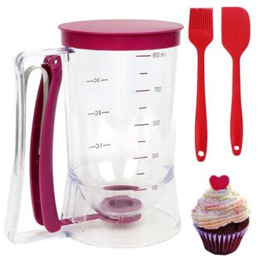 Imagem de Dispensador de massa de panqueca com espátula e pincel, ferramentas de cozimento perfeitas para bolos, panquecas, waffles, muffins ou crepe, conjunto de utensílios de cozinha, suprimentos de cozimento
