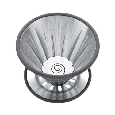 Imagem de Normcore Gotejador de café 2 em 1, gotejador de café de metal, 1-4 xícaras, use V60 e máquina de café de papel de filtro de onda, aço inoxidável 304, prata