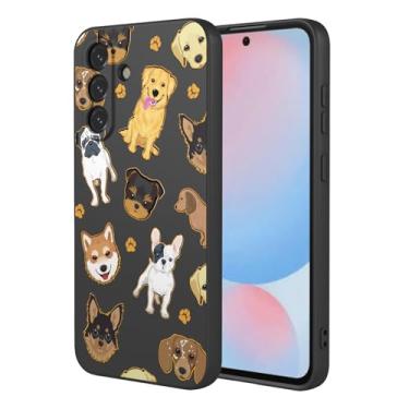 Imagem de HTXWXJC Capa de celular para Galaxy A56, capa para Samsung A56, à prova de choque, flexível, amortecedora, capa macia de TPU com estampa de cachorro para Samsung Galaxy A56, cachorro preto