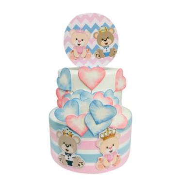 Imagem de Bolo fake chá revelação ursinho e ursinha realeza - Catavento Festa do