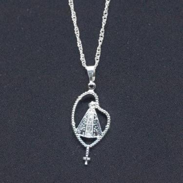 Imagem de Colar  Corrente Feminino Pingente Folheada Prata e Ouro Fino - AYLA SI