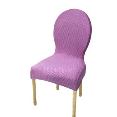 Imagem de Capa para cadeira com encosto redondo, jacquard, ajustável, tamanho grande, luxuosa, capa para assento, cadeira de jantar (1 peça, capa para cadeira, roxa)