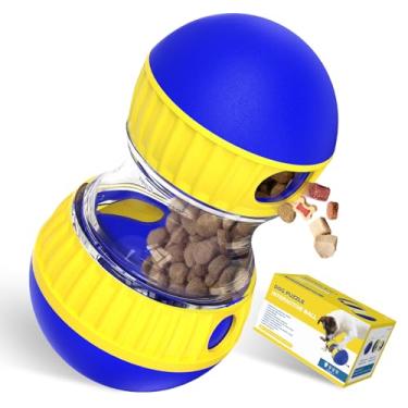 Imagem de BSISUERM Quebra-cabeça com dispensador de guloseimas para cães, dispensador de comida ajustável, alimentador lento, para treinamento e enriquecimento de filhotes, brinquedos de perseguição interativos