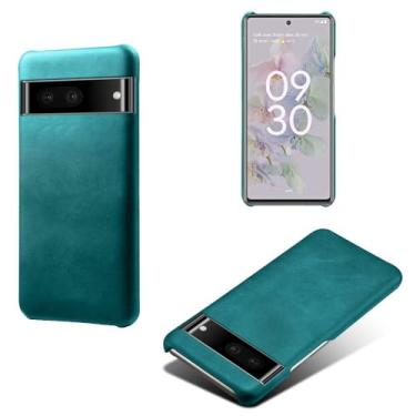 Imagem de Capa para Google Pixel 7 PRO,Proteção contra quedas,Casca de volta de cor sólida simples,Design de couro de imitação de plástico-Green