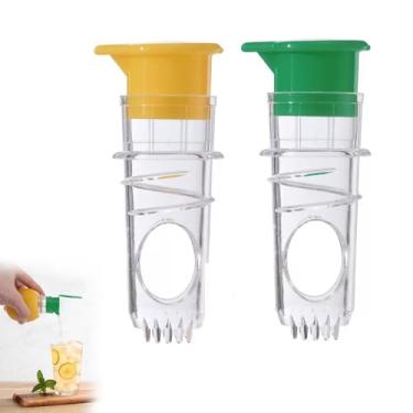 Imagem de Espremedor de limão com tampa rosqueada, 2025 espremedor manual de limão com filtro embutido, extrator portátil de suco cítrico de laranja com tampa, espremedor de limão para coquetéis, bebidas e
