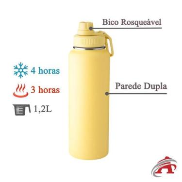Imagem de Garrafa Térmica Aço Inox 1.2L Parede Dupla com Alça Flexível e Bico co