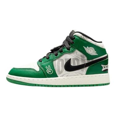 Imagem de Tênis infantil Air Jordan 1 Mid SE (HF3200-300, verde pinheiro/preto/laranja/vela), Verde pinheiro, 20