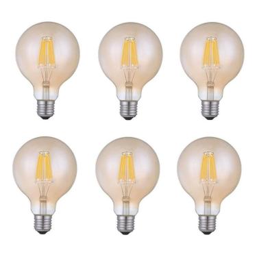 Imagem de 6 Lampada Retro Filamento Ambar G95 4W Bivolt Vintage Ali72