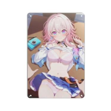 Imagem de Anime Sexy Bikini Hot Girl Pinup Girl Metal Tin Sign Wall Art Poster Decor for Home Bar Club Bedroom Bathroom Man Cave Otaku 20 x 30 cm, AN091