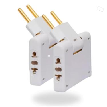 Imagem de Kit 02 Adaptador Benjamin T Articulado com 3 Saídas 10A – Triplo Plug de Tomada Padrão Brasileiro, Compacto, Portátil, Seguro e Ideal para Casa, Escritório e Viagens -Branco