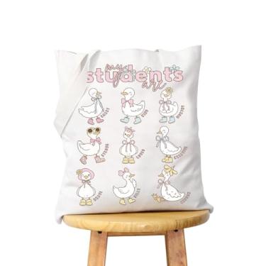 Imagem de WCGXKO Bolsa de ombro para professor, gentileza, professor, positiva, sala de aula, mercadoria, nova bolsa de compras para professores do ensino fundamental, My Stu T