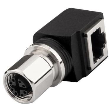 Imagem de Lonlonty Adaptador RJ45 para M12 X Codificado de 8 Pinos Cat6a/Cat5e Rotativo de 360°, Fêmea M12 para RJ45 Conector Fêmea X-Code Adaptador Ethernet Industrial Blindado IP68 para Sensor de Câmera