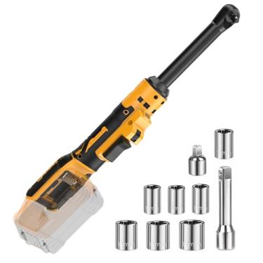 Imagem de Chave catraca de 3/20.3 cm compatível com baterias Dewalt 20 V MAX (sem bateria) Chave catraca estendida de 15 cm com velocidade variável 1,5 m (amarelo e preto)