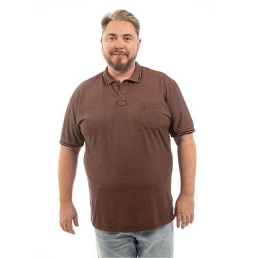 Imagem de Camisa Polo Masculina Plus Size Pique Algodão com Bolso