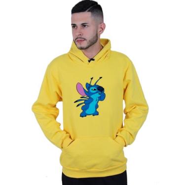 Imagem de Moletom Unissex Canguru Lilo Stitch Pensando - Lafre, Amarelo, GG
