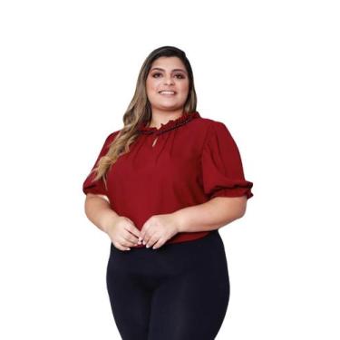 Imagem de Blusa feminina moda plus size evangélica em crepe sku:bp15 - R.S MODAS