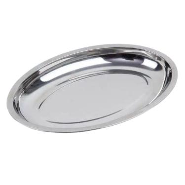 Imagem de Travessa Oval Inox Funda Porções Parmegiana Arroz 30 Cm