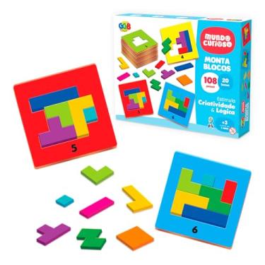 Imagem de GGB Plast Jogo Monta Blocos 108 Peças Criatividade e Lógica