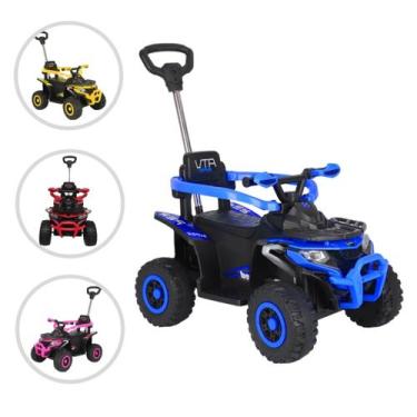 Imagem de Quadriciclo Infantil C/ Empurrador e Luzes Ride On Maxi Toys, Azul