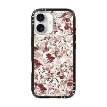 Imagem de CASETiFY Capa compacta para iPhone 17 [fina e elegante/compatível com Magsafe/1,2 m. Proteção contra quedas de nível militar] - Vintage Flower Monday - Preto transparente