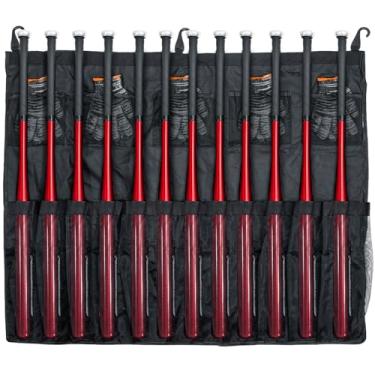 Imagem de Organizador para pendurar 12 morcegos de beisebol/softball, bolsa de morcego pendurada, tecido Oxford 600D com gancho de cerca reforçado, acessório de treinamento de beisebol