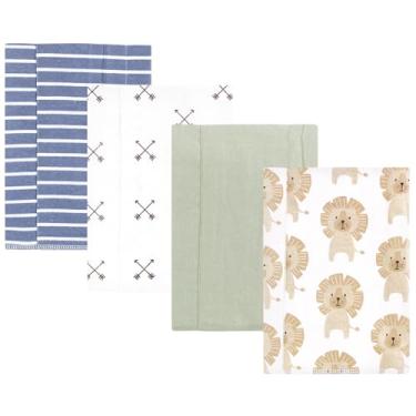 Imagem de Hudson Baby Pacote com 4 panos unissex de flanela de algodão, leão moderno, tamanho único