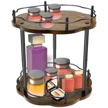 Imagem de Organizador de temperos Lazy Susan, suporte giratório de 2 níveis para mesa giratória, altura ajustável para cozinha, armário de bancada, despensa, armazenamento de temperos, Susan preguiçoso