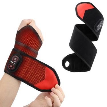 Imagem de Almofada de aquecimento de pulso sem fio e massageador de mão - calor de 3 temperaturas, vibração ajustável, design portátil para mãos, pulsos, cotovelos | Alívio da dor para artrite, digitação, jogos