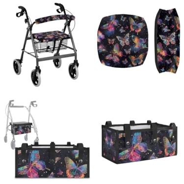 Imagem de Maiyoinou Capa de assento de andador borboleta presentes ideais para idosos em vida assistida e capas de descanso de costas bolsa de armazenamento leve para andador de andador bolsa de fixação para