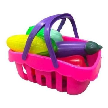 Imagem de Kit Cozinha Comidinhas com Cestinha Hortifruti Legumes Brinquedo Infan