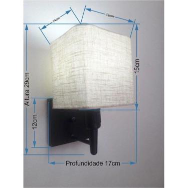 Imagem de Arandela Quadrada Md-2019 Preto C- Inter Liga E Desliga Cúpulatecido Rustico Bege - Bivolt