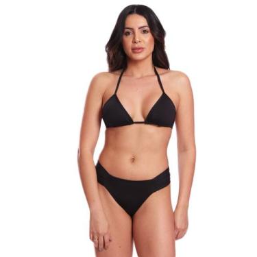 Imagem de Biquíni Feminino Cortininha Com Calcinha Tanga Vih Triny, Preto, P