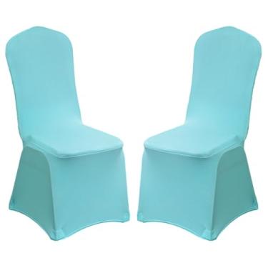 Imagem de Pacote com 2 capas de cadeira dobráveis de elastano elástico, capas removíveis para cadeiras, protetores universais, com bolso elástico para os pés, para festa de casamento, banquete, celebração