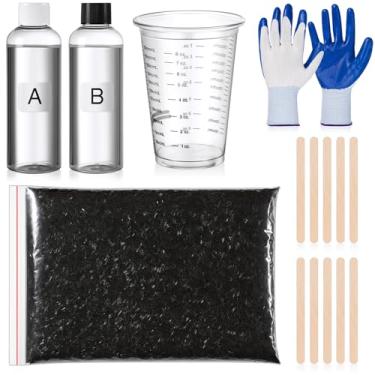 Imagem de Chunful Kit de resina de carbono picado 1/4 de 4 kg, incluindo resina epóxi, copo, haste, luvas, para fazer compósitos forjados para automotivo, marítimo, motocicletas, capas de telefone, cabos de