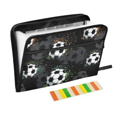 Imagem de Pastas de arquivo de bola de futebol urbano Grunge, pastas de plástico com 13 bolsos, pasta expansível para documentos, estudantes, escritório, pasta de estética com etiquetas tamanho A4 carta
