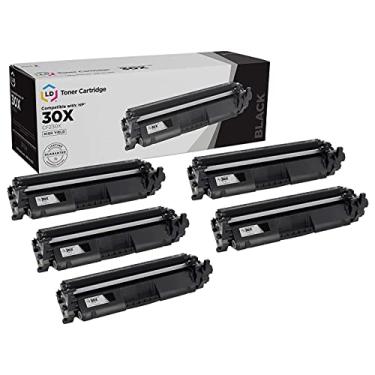 Imagem de LD Produtos de substituição de cartucho de toner compatíveis para HP 30X 30A CF230X CF230A Alto Rendimento (pacote com 5, Preto CF230X) Compatível com HP Pro: M203d, M203dn, M203dw, MFP M227d, M227fdn