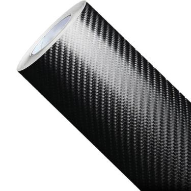 Imagem de Fibra de Carbono 4D Vinil Premium Preto Envelopar Carro Moto Impermeáv
