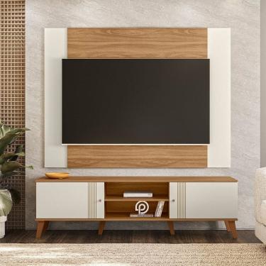 Imagem de Rack com Painel para Tv 75 Polegadas Denver Marrom/Off White